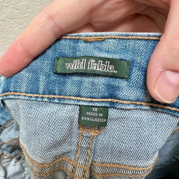 Wild Fable Womens Denim Skirt Blue Checkerboard Print Mini Size 12 Y2K  Coquette - Picture 4 of 4